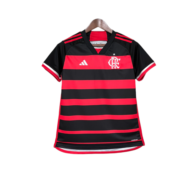 Camisa Flamengo I 24/25 -  Adidas Feminina - Vermelha e preta