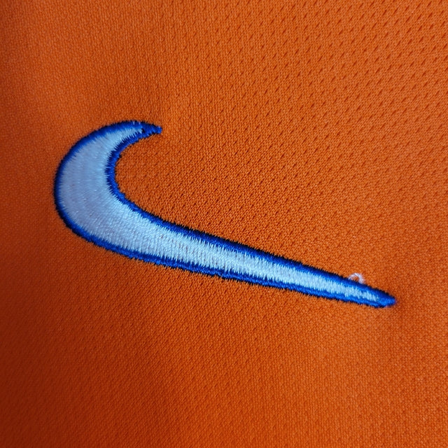 Camisa Retrô Seleção Brasileira Goleiro 1998 - Torcedor Nike Masculina - Laranja com detalhes em amarelo