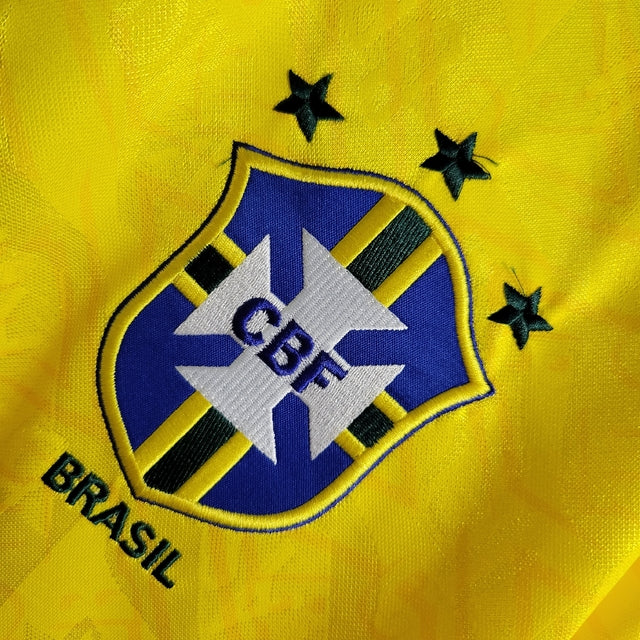 Camisa Seleção Brasileira I Retrô 91/93 Umbro Torcedor Masculina - Amarelo com detalhes em verde