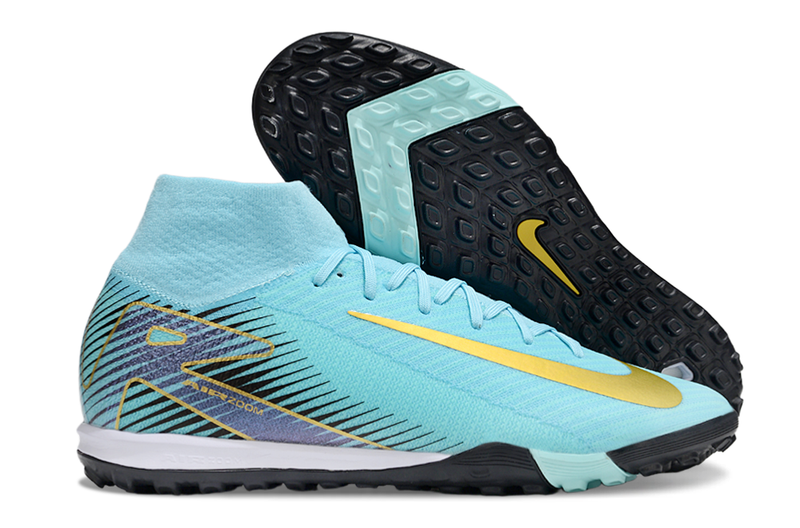 Chuteira Nike Society Air Zoom Mercurial Superfly 10 Elite TF - Verde e Dourado