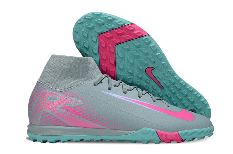 Chuteira Nike Society Air Zoom Mercurial Superfly 10 Elite TF - Azul e Rosa