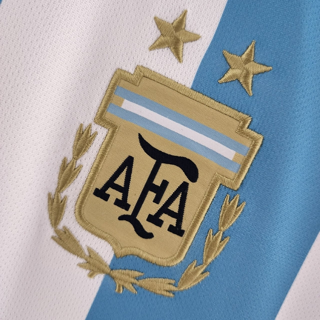 Camisa Seleção da Argentina I 22/23 - Torcedor Adidas Masculina - Azul e branca com detalhes em preto