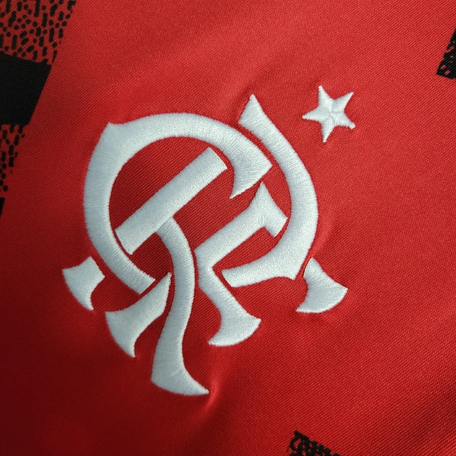 Camisa Flamengo I 23/24 - Torcedor Adidas Masculina - Vermelha com detalhes em preto e branco