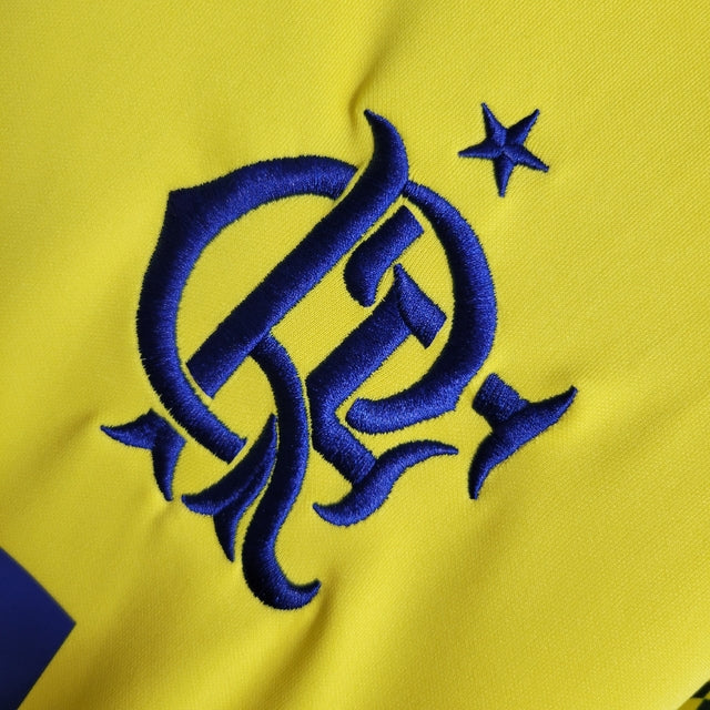 Camisa Flamengo II Retrô 1993 Torcedor Masculina - Amarela com detalhes em azul