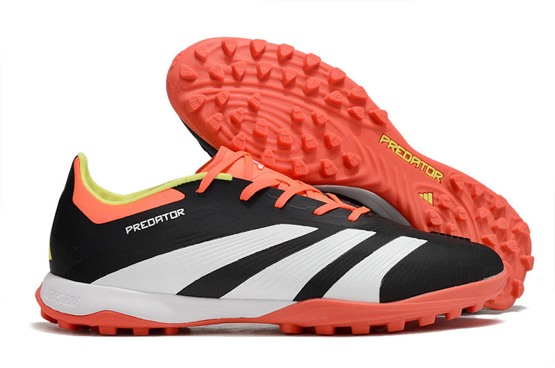 Chuteira Adidas Predator 24 Elite TF Society - Preto, Branco e Laranja