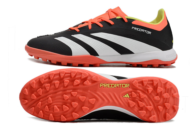 Chuteira Adidas Predator 24 Elite TF Society - Preto, Branco e Laranja
