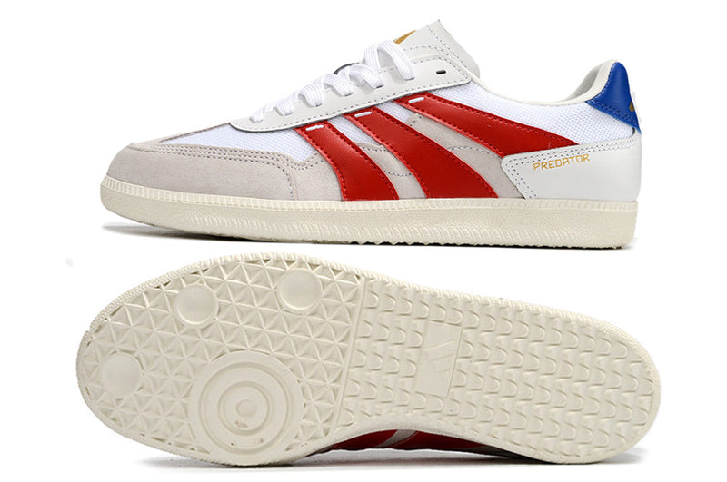 Chuteira Adidas Futsal Predator 24 League Low Freestyle - Bege, Branco, Vermelho e Azul