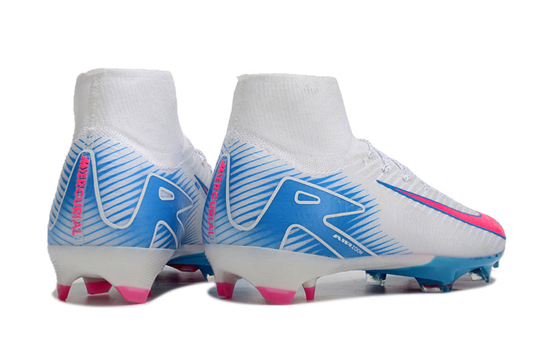 Chuteira Nike Air Zoom Mercurial Superfly 10 Elite FG Campo - Branco e Azul