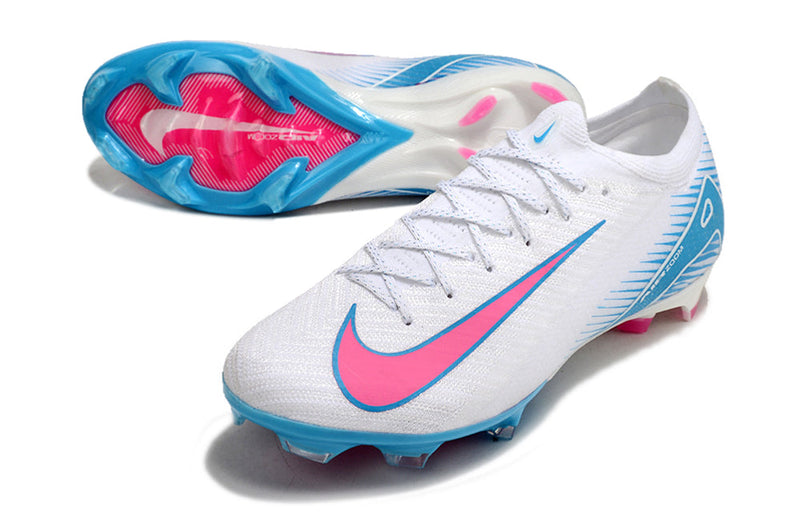 Chuteira Nike Air Zoom Mercurial Vapor 16 Elite FG Campo - Branco e Azul