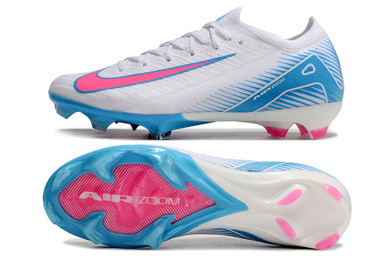 Chuteira Nike Air Zoom Mercurial Vapor 16 Elite FG Campo - Branco e Azul