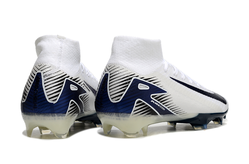Chuteira Nike Air Zoom Mercurial Superfly 10 Elite FG Campo - Branco e Azul