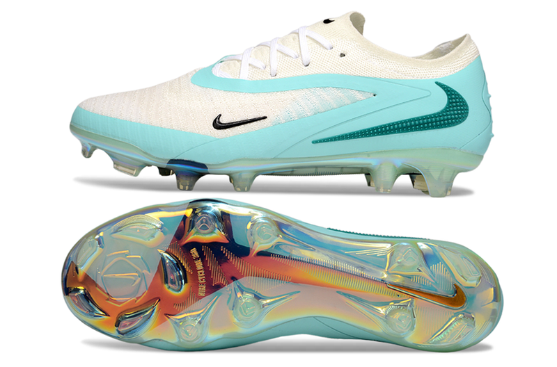 Chuteira Campo Nike Phantom 6 Elite - Branco e Verde Água