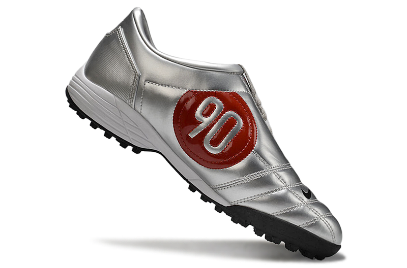 Chuteira Nike Total 90 Society TF - Cinza/Vermelho