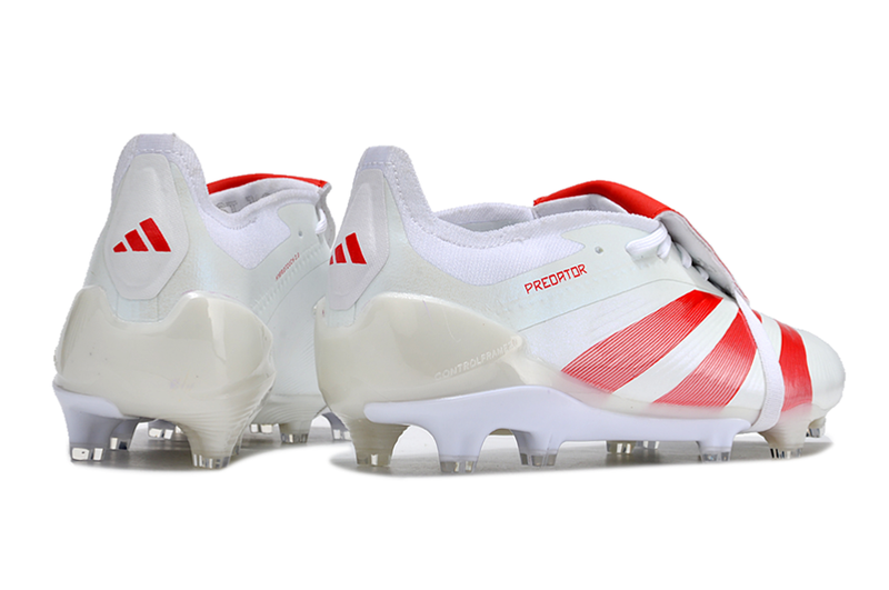 Chuteira Adidas Predator Elite Tongue FG - Branco e Vermelho