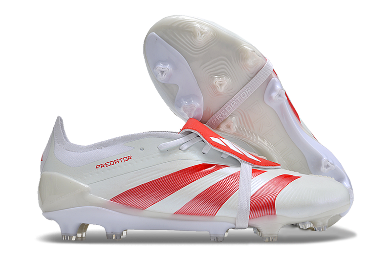 Chuteira Adidas Predator Elite Tongue FG - Branco e Vermelho