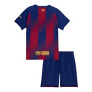 Kit Infantil Barcelona I 25/26 - Nike - Azul e vermelho