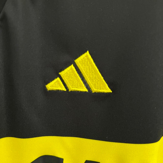 Kit Infantil Zaragoza II Adidas 23/24 - Preto com detalhes em amarelo