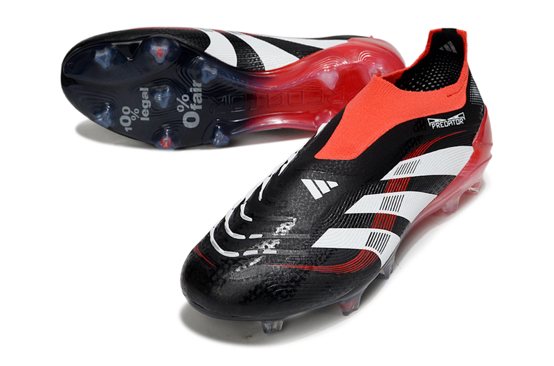 Chuteira Adidas Predator Elite 25 Laceless Campo - Preto/Vermelho