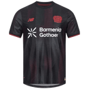 Camisa Bayer Leverkusen Home 2025/2026 New Balance Preta e Vermelha Torcedor Masculina