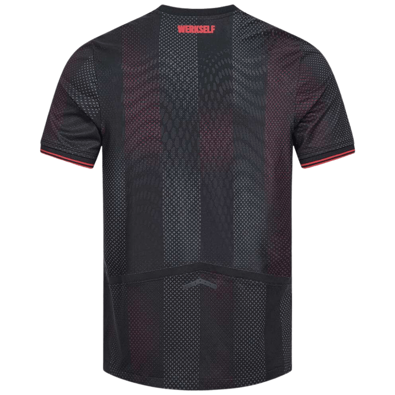 Camisa Bayer Leverkusen Home 2025/2026 New Balance Preta e Vermelha Torcedor Masculina