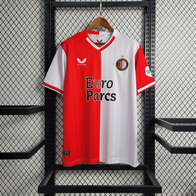 Camisa Feyenoord Home 23/24 - Torcedor Castore Masculina - Branco e Vermelho