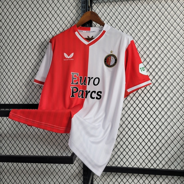 Camisa Feyenoord Home 23/24 - Torcedor Castore Masculina - Branco e Vermelho