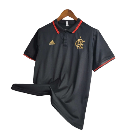 Camisa Flamengo 23/24 polo - Torcedor Adidas Masculina - Preta com detalhes em vermelho