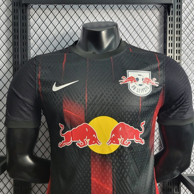 Camisa Red Bull Leipzig III 22/23 - Jogador Nike Masculina - Preta com detalhes em vermelho e amarelo