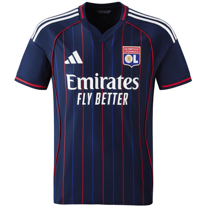 Camisa Lyon Away 2025/2026 Adidas Azul e Preta Torcedor Masculina