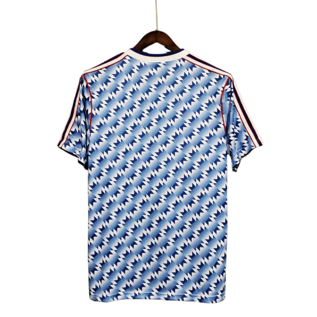 Camisa Manchester United Away Retrô 91/93 Torcedor Adidas Masculina - Azul e Braqnco