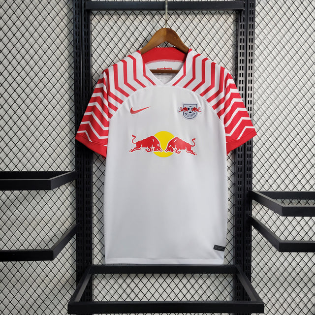 Camisa Red Bull Leipzig I 23/24 - Torcedor Nike Masculina - Branca com detalhes em vermelho