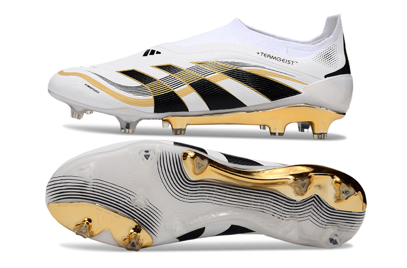 Chuteira Adidas Predator Elite 25 Laceless Campo - Branco/Dourado