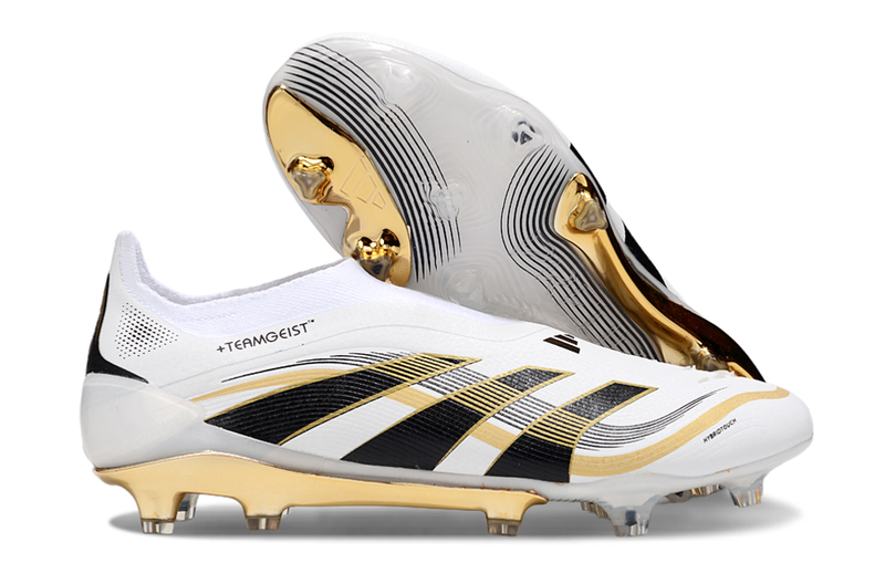 Chuteira Adidas Predator Elite 25 Laceless Campo - Branco/Dourado