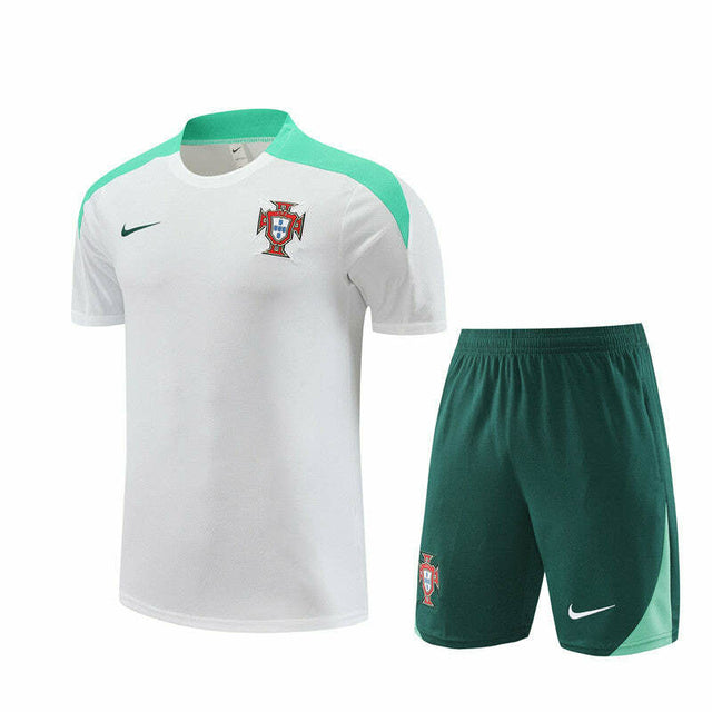 Kit Treino adulto - Camisa e Shorts - Seleção Portugal Nike 24/25 - Branco e verde
