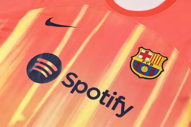 Kit Treino adulto - Camisa e Shorts - Barcelona Nike 23/24 - Laranja e vermelho e azul