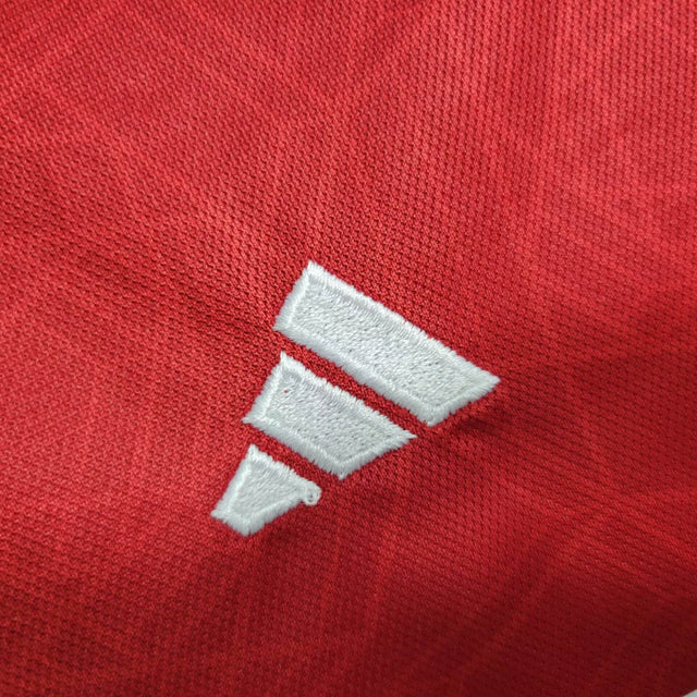 Kit Infantil Manchester United I manga longa 23/24 - Adidas - Vermelho com detalhes em preto