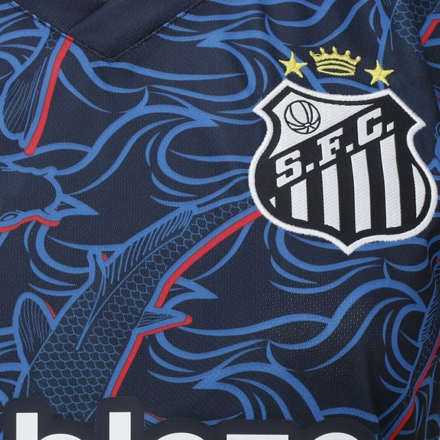 Camisa Santos III 23/24 -  Umbro Feminina - Azul com detalhes em vermelho