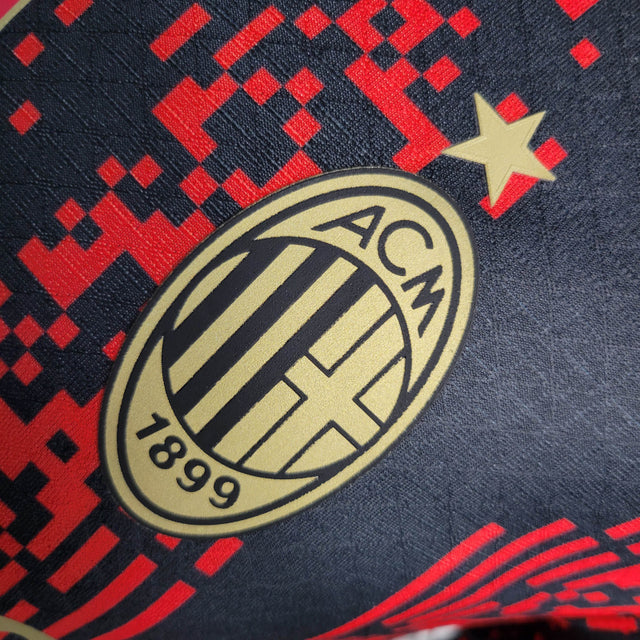 Camisa AC Milan Edição especial 23/24 - Jogador Puma Masculina - Preta e vermelha com detalhes em dourado