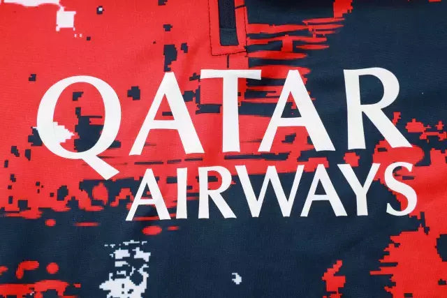 Conjunto Paris Saint German Pré-jogo 24/25 - Masculino Nike - Azul com detalhes em vermelho e branco