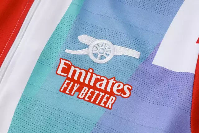 Conjunto Arsenal Treino 24/25 - Masculino Adidas - Branco com detalhes em azul e vermelho