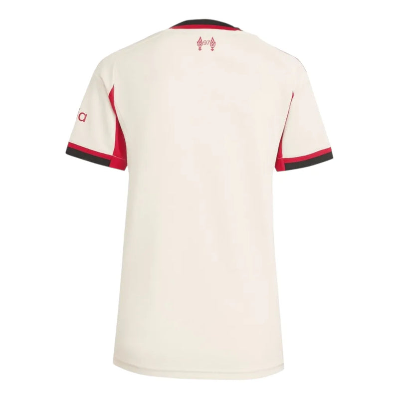 Camisa Liverpool II 25/26 - Torcedor Adidas Feminina - Bege com detalhes em vermelho e preto