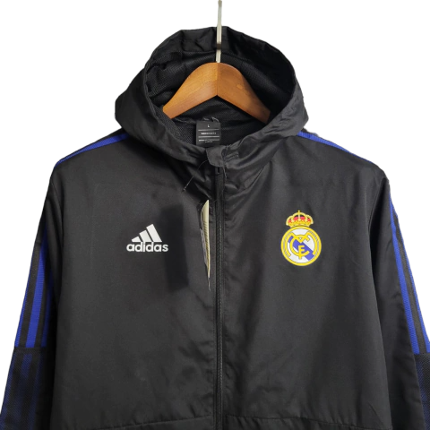 Jaqueta Corta-Vento Real Madrid 23/24 - Masculina Adidas - Preta
