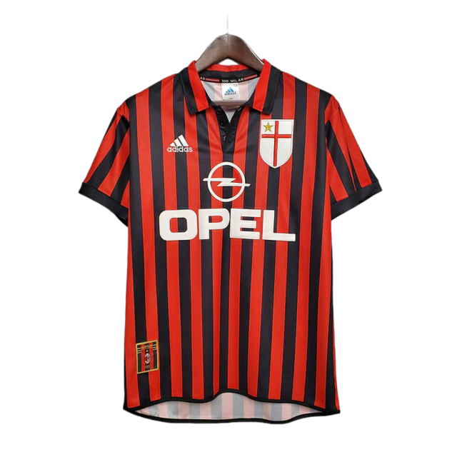Camisa Retrô AC Milan I 1999/2000 - Masculina Adidas - Vermelha e preta