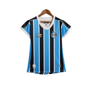 Camisa Grêmio I 23/24 -  Umbro Feminina - Azul com listras pretas e brancas