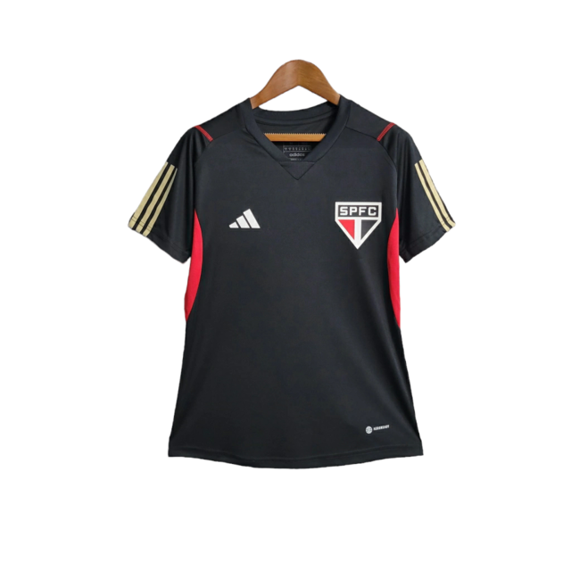 Camisa São Paulo Treino 23/24 -  Adidas Feminina - Preta com detalhes em vermelho