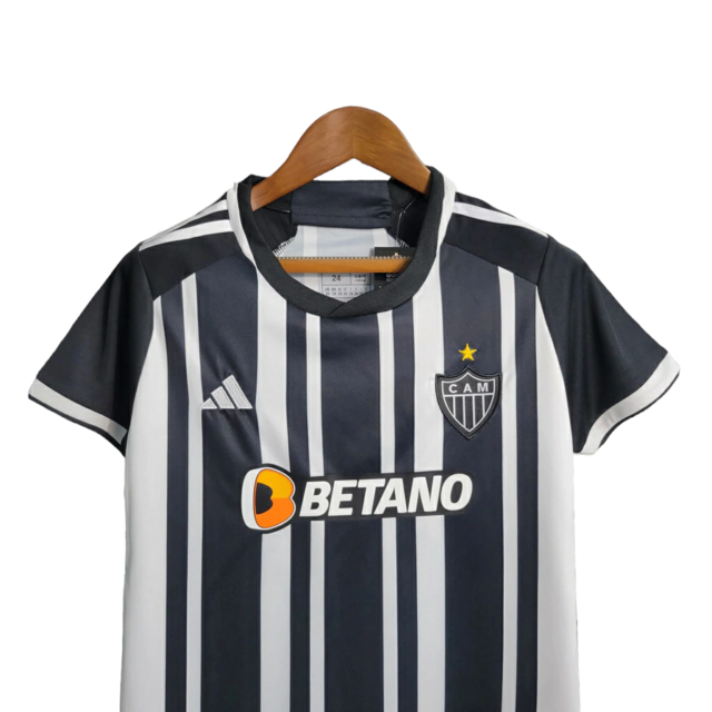 Kit Infantil Atlético Mineiro I 23/24 - Adidas - Branco e preto
