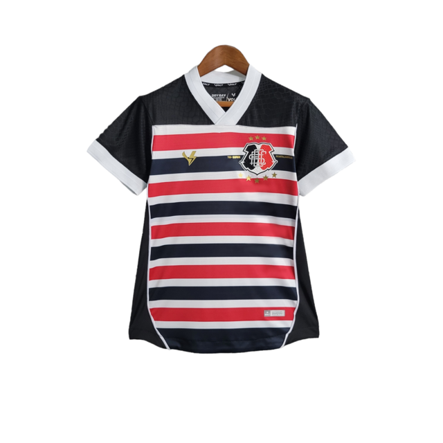 Camisa Santa Cruz I 23/24 Feminina  - Listrado em Preto Vermelho e Branco