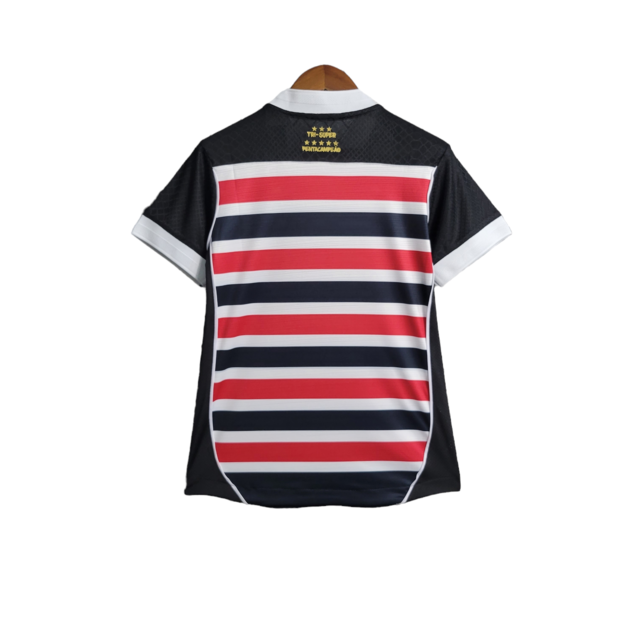 Camisa Santa Cruz I 23/24 Feminina  - Listrado em Preto Vermelho e Branco