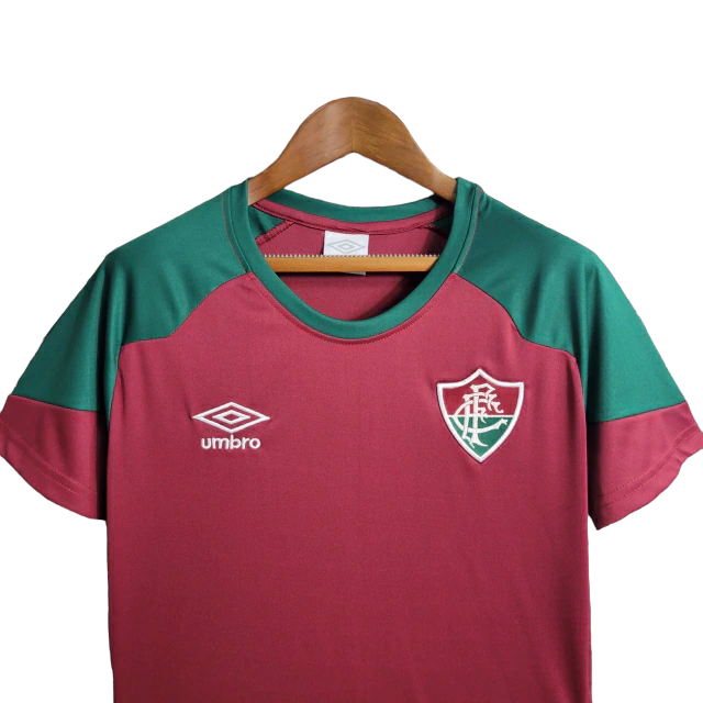 Camisa Fluminense Treino I 23/24 -  Umbro Feminina - Tricolor com detalhes verde