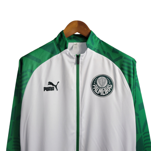 Jaqueta Corta-Vento Palmeiras 23/24 - Masculina Puma - Branca com detalhes em verde